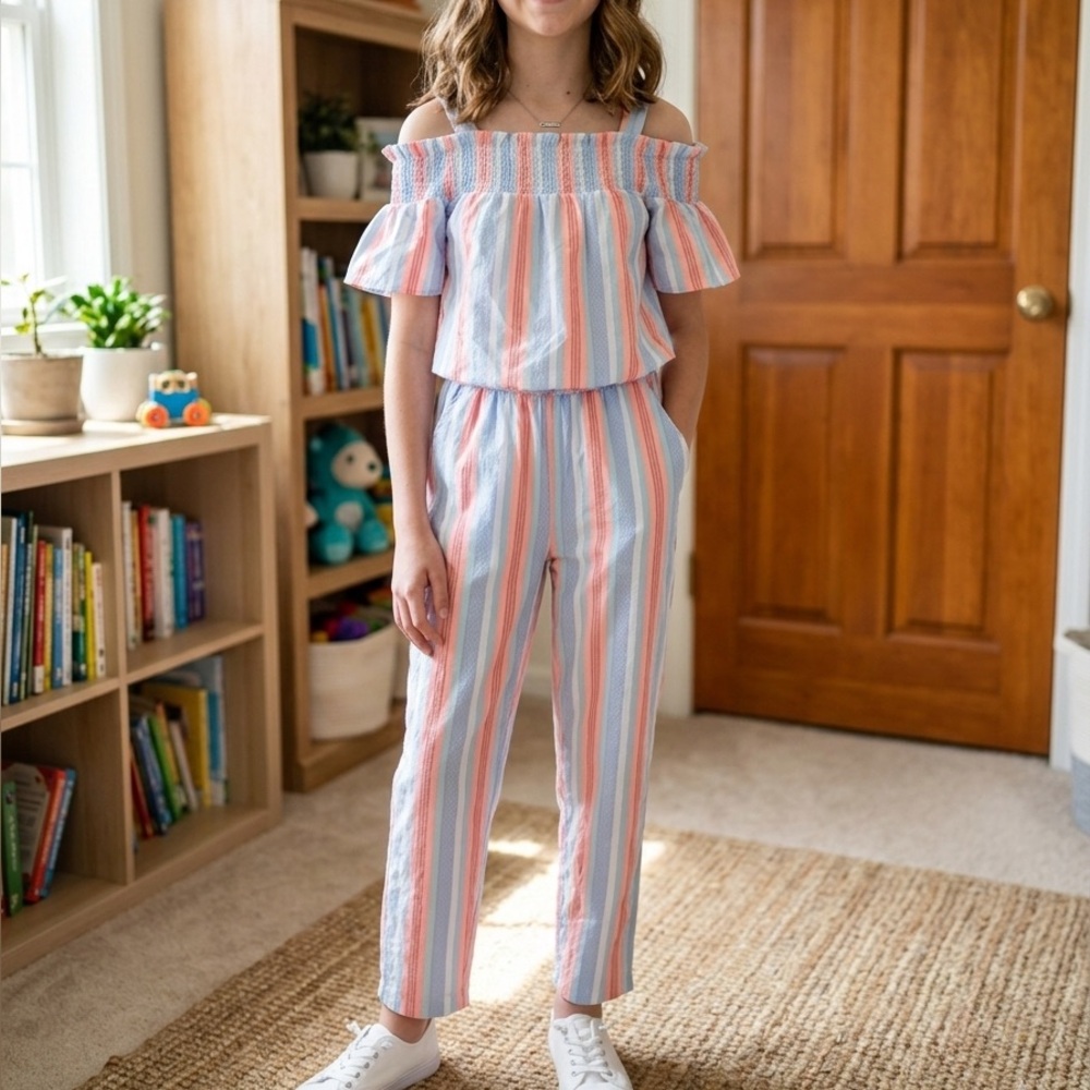 NWOT Chillipop multicolored striped jumpsuit size 10/12